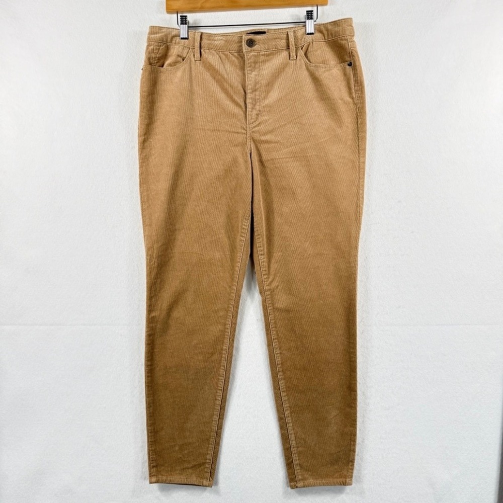 Talbots Corduroy Pants Womens 14 Tan‎ Slim Leg Stretch Mid Rise Classic Preppy
